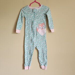 Carter's Toddler Girls Fox Cotton Footless Pajamas Size 18 Months
